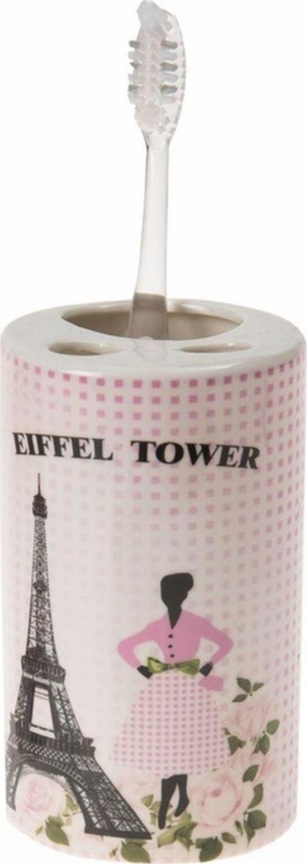 Bosphorus Seramik Diş Fırçalık Eyfel Kulesi Model 7X7X11Cm - Image 1