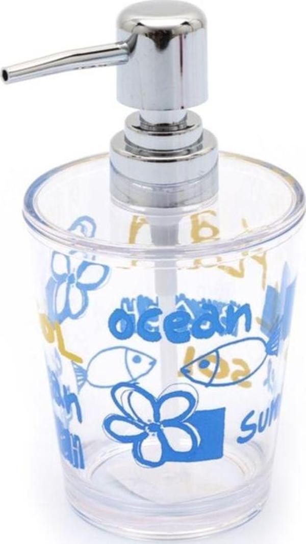 Bosphorus Sıvı Sabunluk Deniz Desen Akrilik 8X8X16Cm 350Ml - Image 1