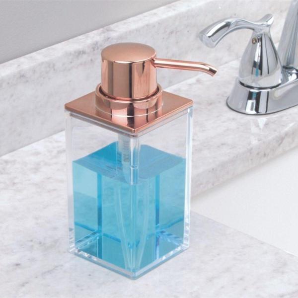 Bosphorus Sıvı Sabunluk Modern Altın Bakır Tasarımlı 6X6X15Cm 400Ml - Image 1