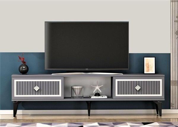 Cantek Dizayn 150 cm Nil Tv Sehpası (Alt Modül) Antrasit - Gümüş - Image 1