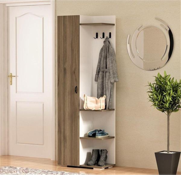 Cantek Dizayn Flexi Portmanto Beyaz - Ceviz - Image 1