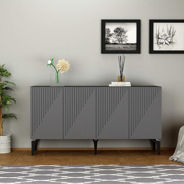 Cantek Dizayn Lazer Desenli 150 cm Draw Konsol Antrasit - Antrasit - Image 1