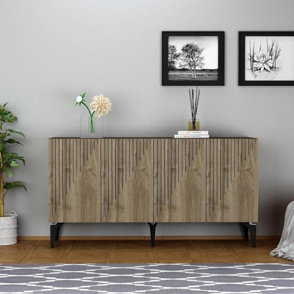 Cantek Dizayn Lazer Desenli 150 cm Draw Konsol Ceviz - Ceviz - Image 1