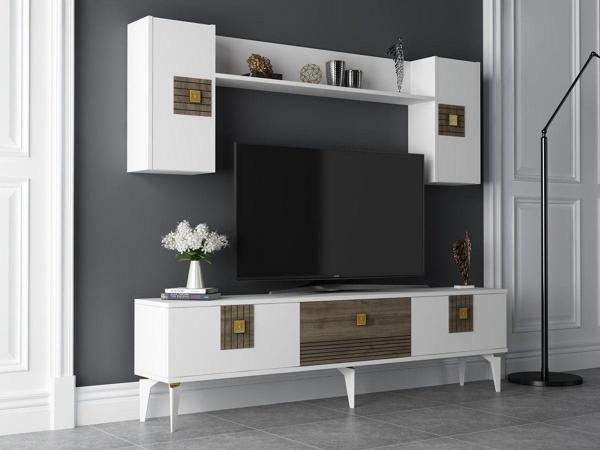 Cantek Dizayn Lunna Tv Ünitesi Takımı Beyaz - Ceviz - Image 1