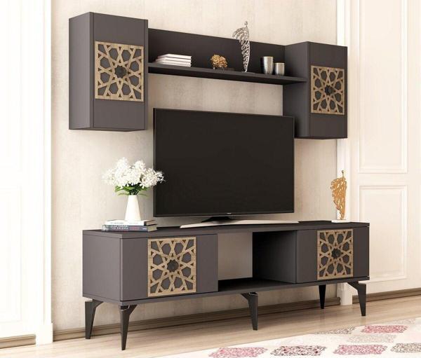 Cantek Dizayn Mery Tv Ünitesi Takımı Antrasit - Antrasit - Image 1