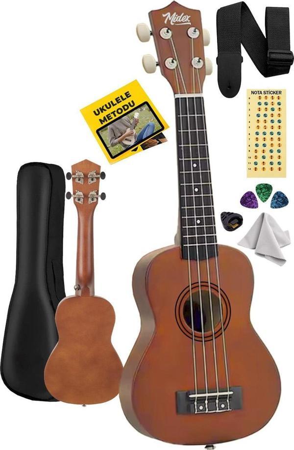 Midex UKX-901M Brown Soprano Ukulele (Askı Çanta Metod Pena) - Image 1