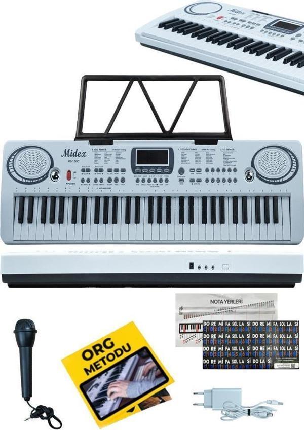 Midex PS-1500WH Başlangıç İçin 61 Tuşlu Org Notalık Adaptör Öğrenim Metodu (100 Ses 100 Ritim) - Image 1