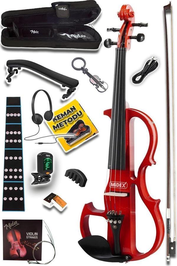 Midex RCZ-606RD Elektro Keman Seti Red (Kulaklık Kablo Tuner Yastık) - Image 1
