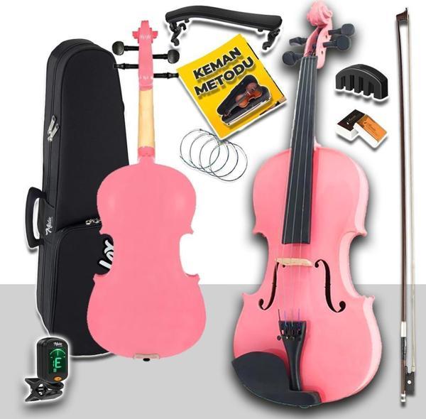 Midex HGA34PİNK-PAK Pembe 3/4 Çocuk Kemanı Seti 10-13 Yaş (Yastık Tuner Susturucu Çanta Yay Reçine) - Image 1