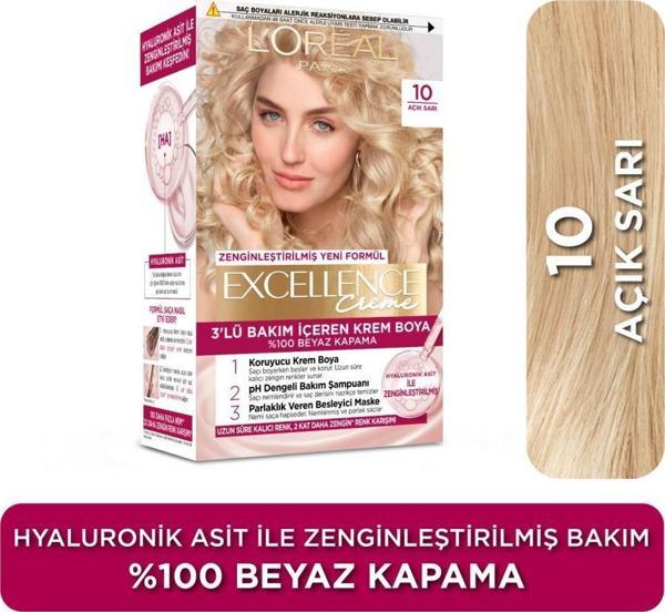 L’Oréal Paris Excellence Creme 10 Açık Sarı Saç Boyası - Image 1