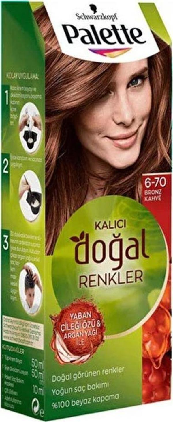 Palette Kalıcı Doğal Renkler Set 6-70 Bronz Kahve Saç Boyası - Image 1