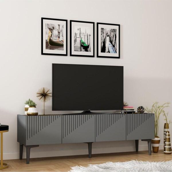 Cantek Dizayn Tv Ünitesi Draw Antrasit - Ceviz - Image 1