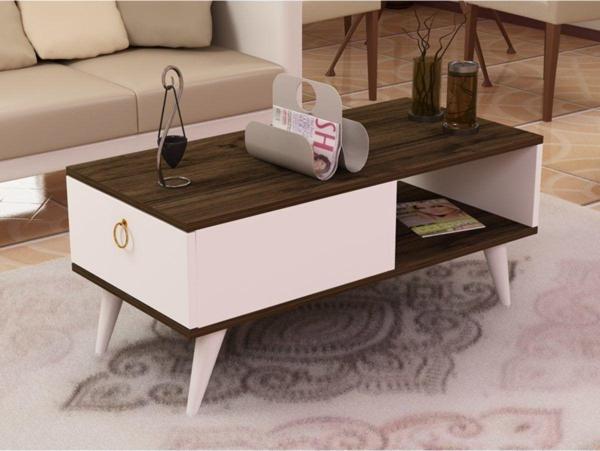 Cantek Dizayn Miray Orta Sehpa Ceviz - Beyaz - Image 1
