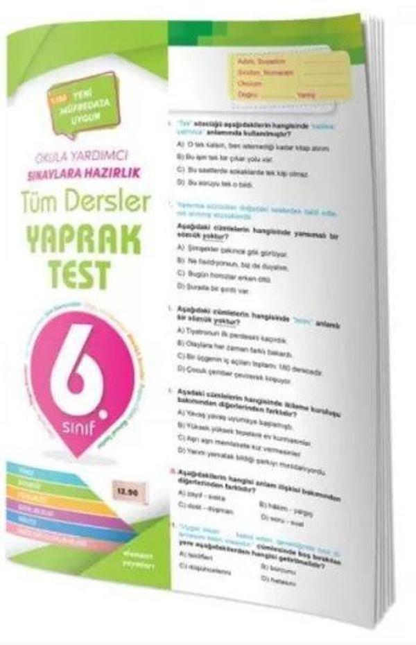 6.Sınıf Tüm Dersler Yaprak Test - Element Yayınları - Image 1