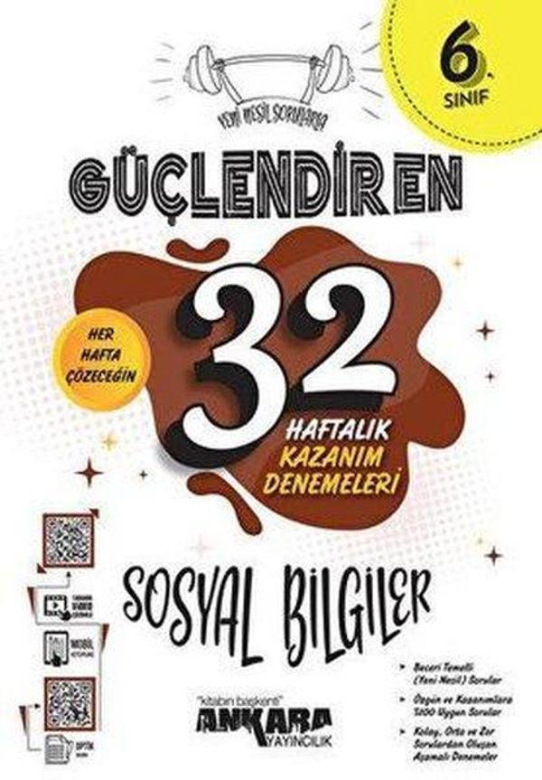 6. Sınıf Sosyal Bilgiler Güçlendiren 32 Haftalık Kazanım Denemeleri - Ankara Yayıncılık - Image 1