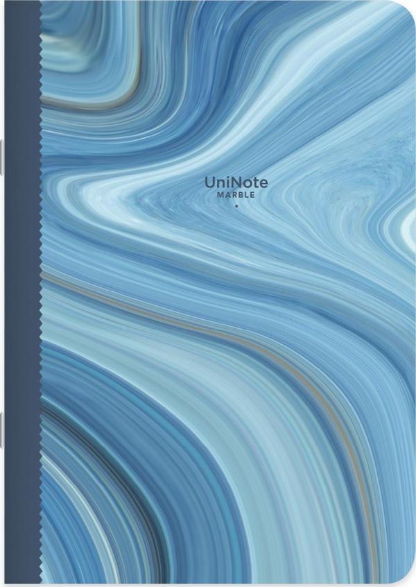 Düz Tel Dikişli Kuşe Kapak Uninote Marble Defter Mavi 18,5x26 - Image 1