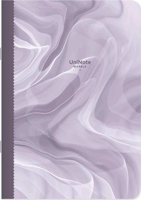 Düz Tel Dikişli Kuşe Kapak Uninote Marble Defter Mor 18,5x26 - Image 1