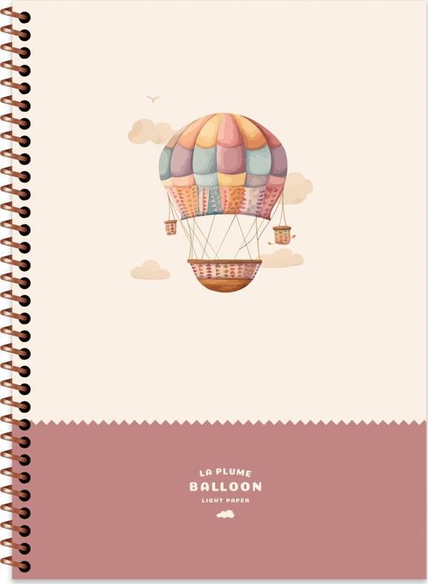 Kareli Spiralli Sert Kapak Defter La Plume Balloon Mor 20x28 - Image 1