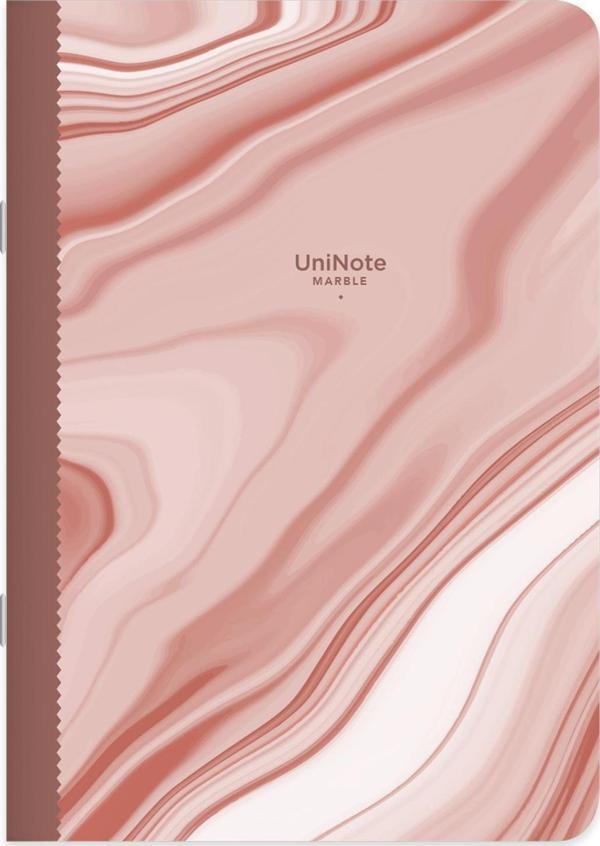 Noktalı Tel Dikişli Kuşe Kapak Uninote Marble Defter Pembe 18,5x26 - Image 1