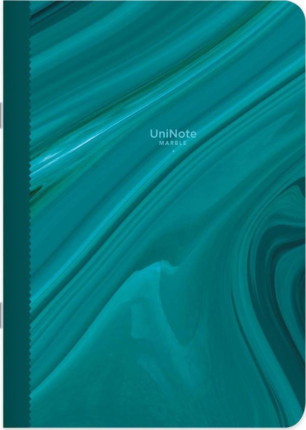 Noktalı Tel Dikişli Kuşe Kapak Uninote Marble Defter Yeşil 18,5x26 - Image 1