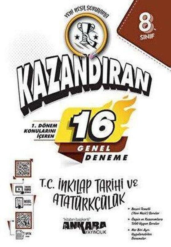 8. Sınıf T. C. İnkılap Tarihi ve Atatürkçülük 1. Dönem Kazandıran 16 Deneme - Ankara Yayıncılık - Image 1