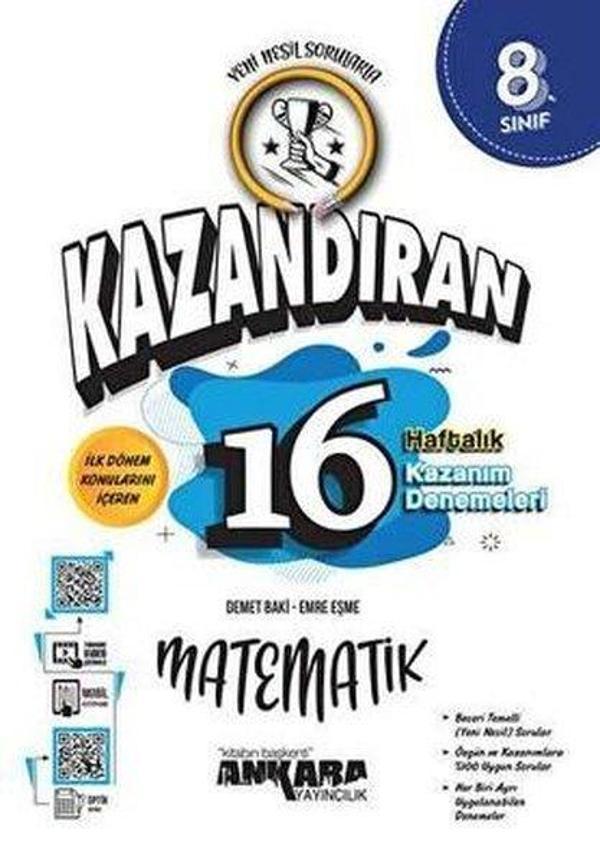 8. Sınıf Matematik Kazandıran 16 Haftalık Kazanım Denemeleri - Ankara Yayıncılık - Image 1