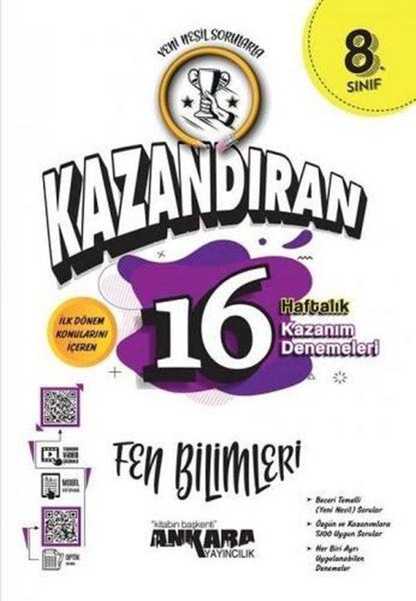 8. Sınıf Fen Bilimleri Kazandıran 16 Haftalık Kazanım Denemeleri - Ankara Yayıncılık - Image 1