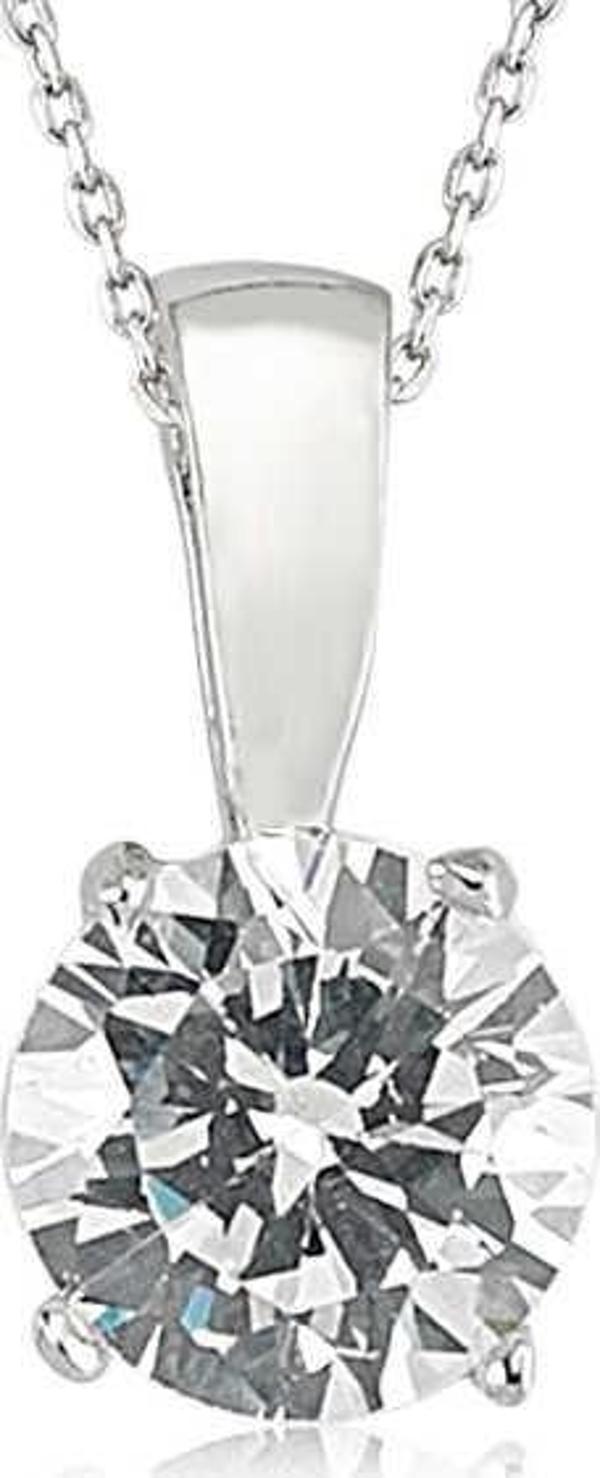 925 Ayar Gümüş Tek Taş Kadın Gümüş Kolye - Image 1