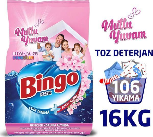 Bingo Matik 8 Kg Mutlu Yuvam Renkliler Ve Beyazlar Toz Çamaşır Deterjanı Ekonomi Paketi 2'Li - Image 1