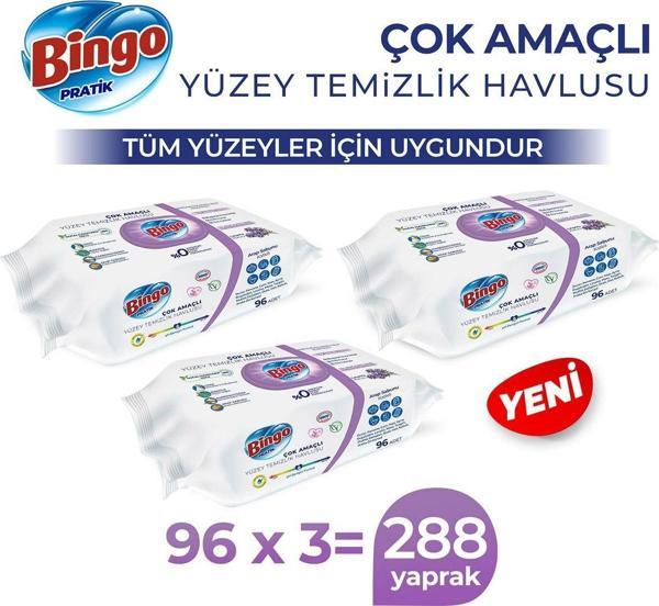 Bingo Pratik Yüzey Temizlik Havlusu Arap Sabunu Katkılı Lavanta 96X3 (288 Yaprak) - Image 1