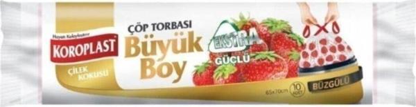 Koroplast Ekstra Güçlü Çilek Büzgülü Büyük Boy Çöp Torbası 65*70 Cm - Image 1