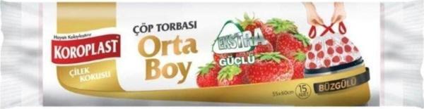 Koroplast Ekstra Güçlü Çilek  Büzgülü Orta Boy Çöp Torbası - Image 1