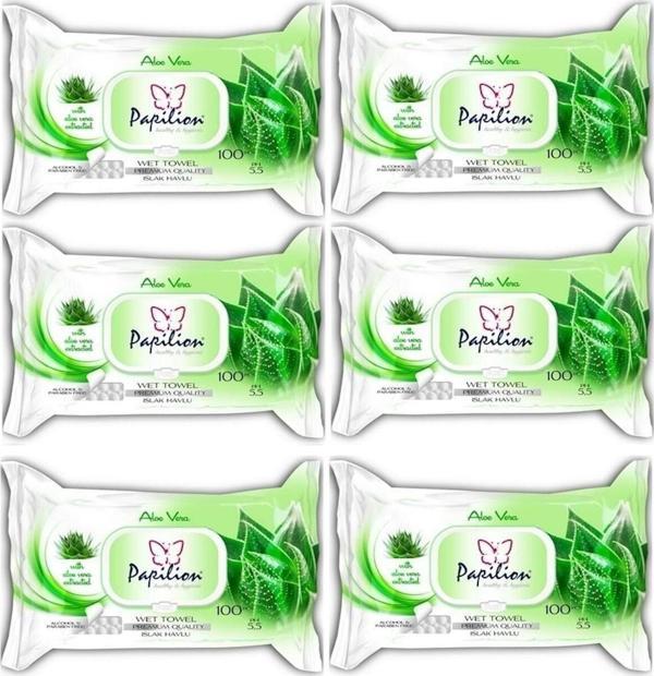 Papilion Islak Havlu 100 Yaprak Aloevera 6'Lı Set - Image 1