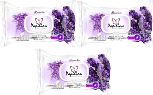 Papilion Islak Havlu 100 Yaprak Lavanta 3'Lü Set - Image 1