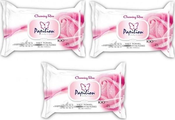 Papilion Islak Havlu Gül 100 Yaprak 3'Lü Set - Image 1