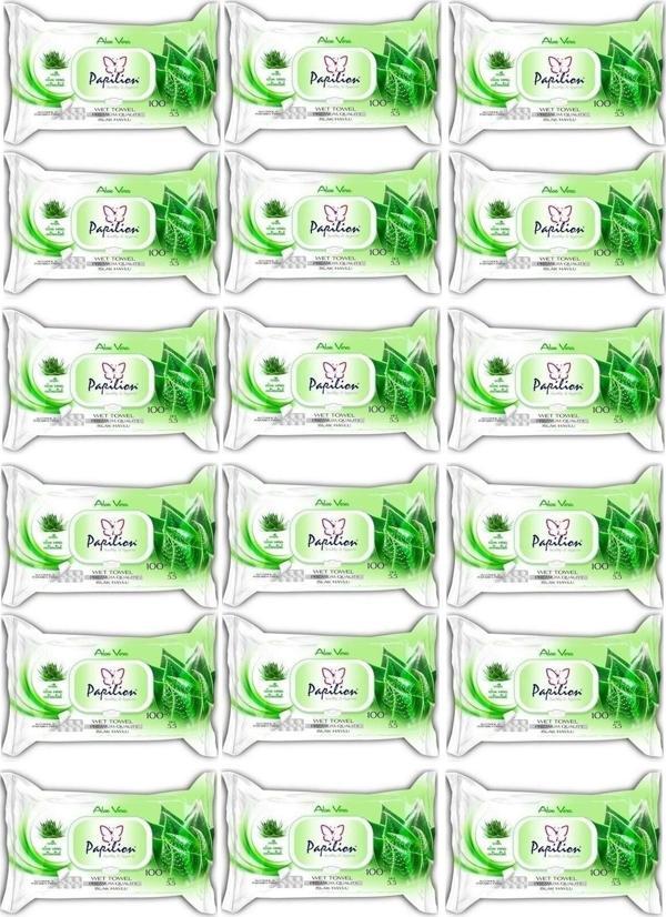 Papilion Islak Havlu Mendil 100 Yaprak Aloevera 18 Li Set - Image 1