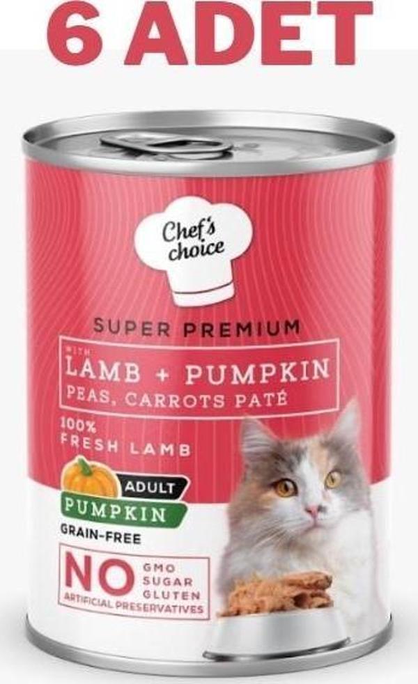 Chef's Choice Lamb Pumpkin Kuzulu Balkabaklı Pate Kedi Konservesi 6 x 400 gr - Image 1