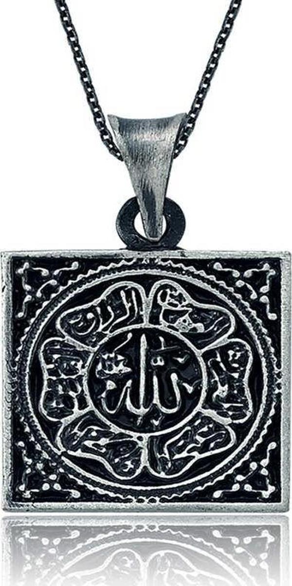 925 Ayar Gümüş Allah Yazılı Gümüş Kolye - Image 1