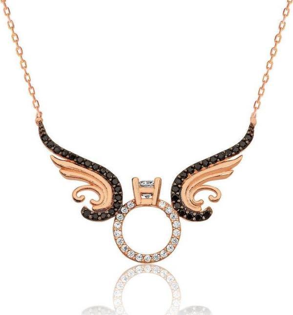 925 Ayar Gümüş Tek Taş Melek Kadın Gümüş Kolye - Image 1