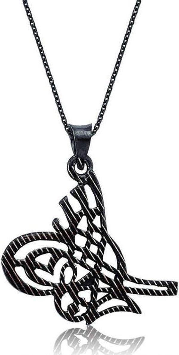 925 Ayar Gümüş Tuğra Kadın Gümüş Kolye - Image 1