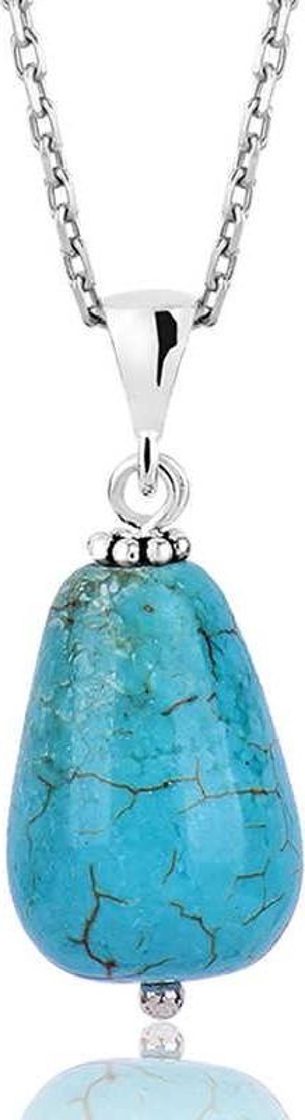 925 Ayar Gümüş Turkuaz Doğal Taş Kadın Gümüş Kolye - Image 1