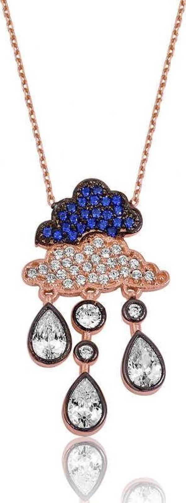 925 Ayar Gümüş Yağmur Bulutu Kadın Gümüş Kolye - Image 1