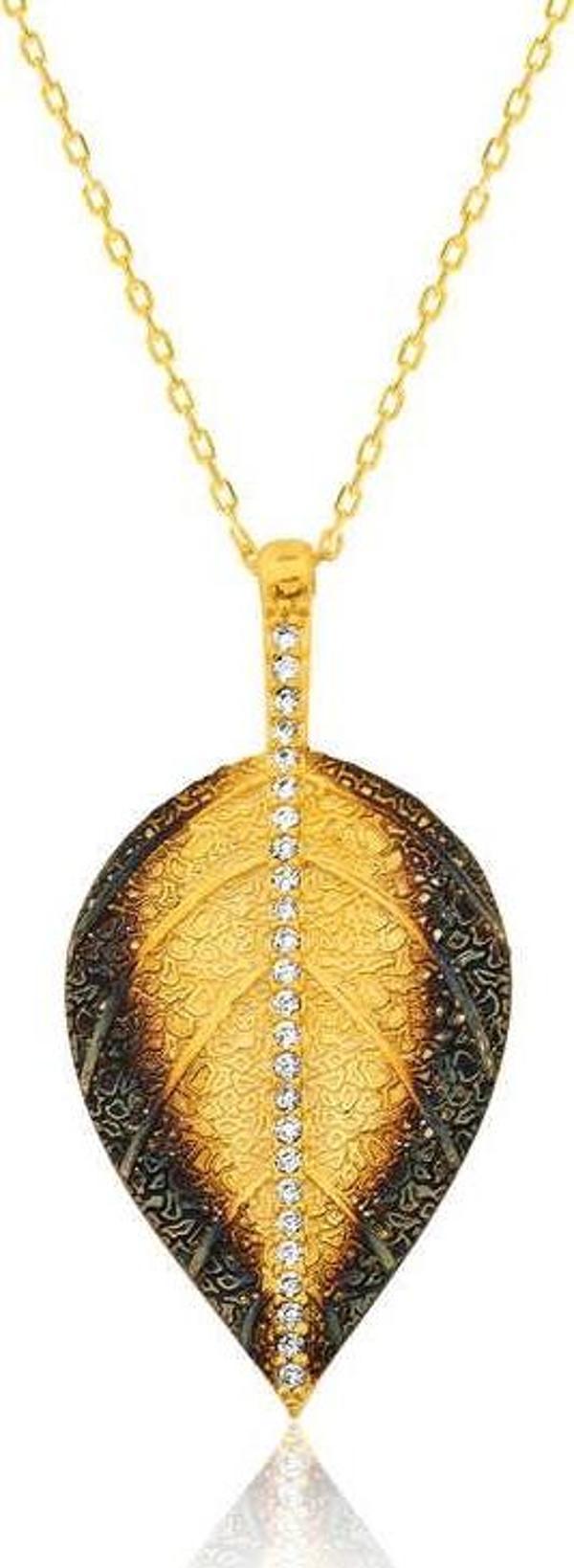 925 Ayar Gümüş Yaprak Kadın Gümüş Kolye - Image 1