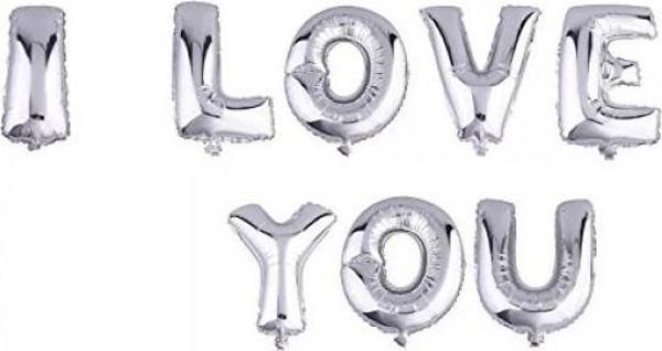 Parti Aksesuar I Love You Folyo Balon Gümüş Renk 35 CM - Image 1
