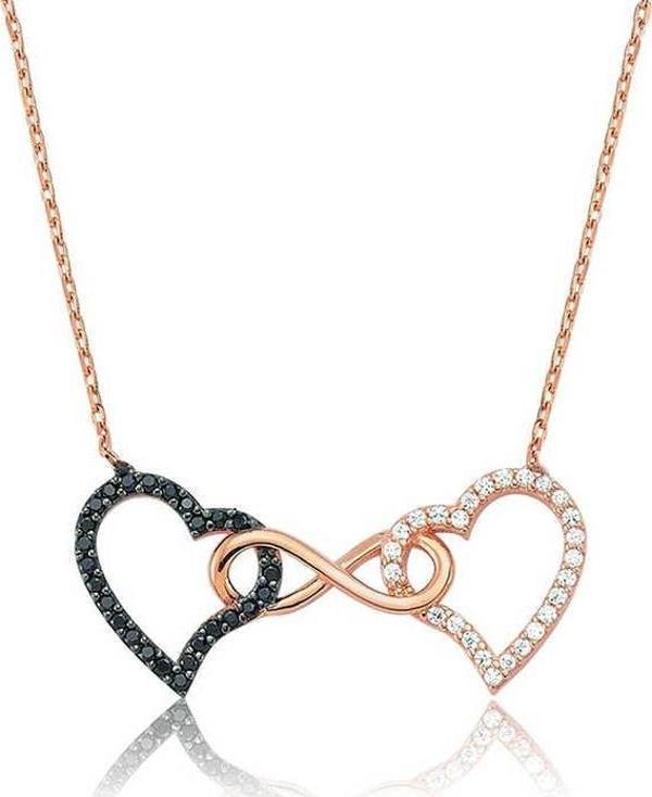 925 Ayar Gümüş Sonsuzluk İki Kalp Kadın Gümüş Kolye - Image 1