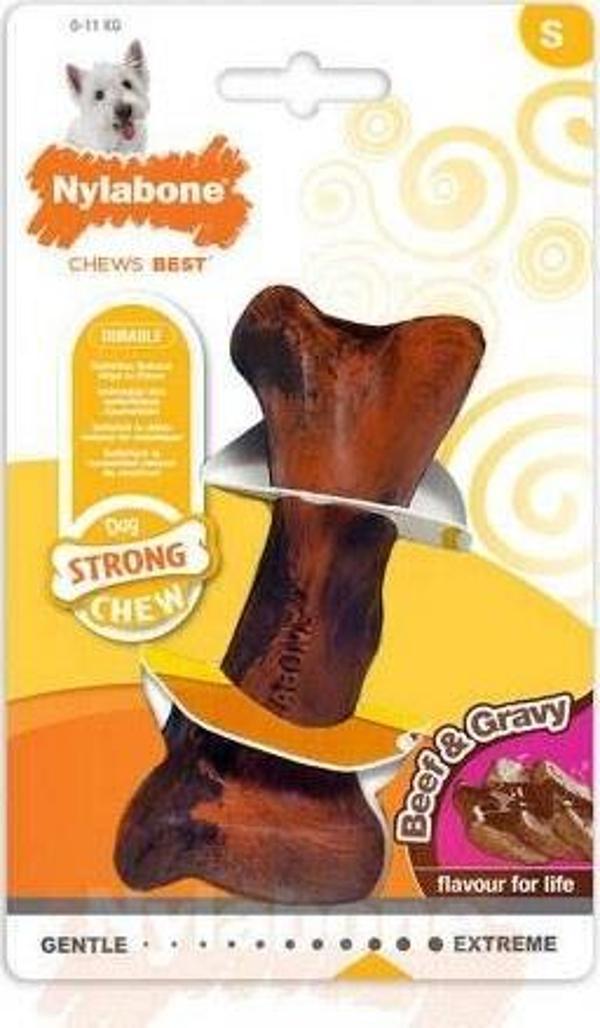 Nylabone Biftek ve Gravy Sos Aromalı Köpek Çiğneme Kemiği S - Image 1