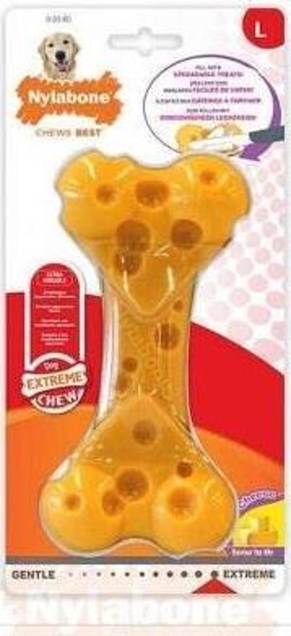 Nylabone Peynir Aromalı Köpek Çiğneme Kemiği L - Image 1