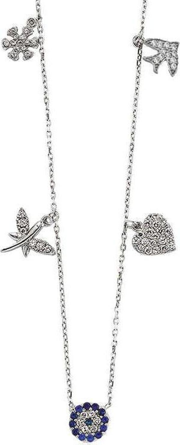 925 Ayar Gümüş Nazarlı Şans Kadın Gümüş Kolye - Image 1