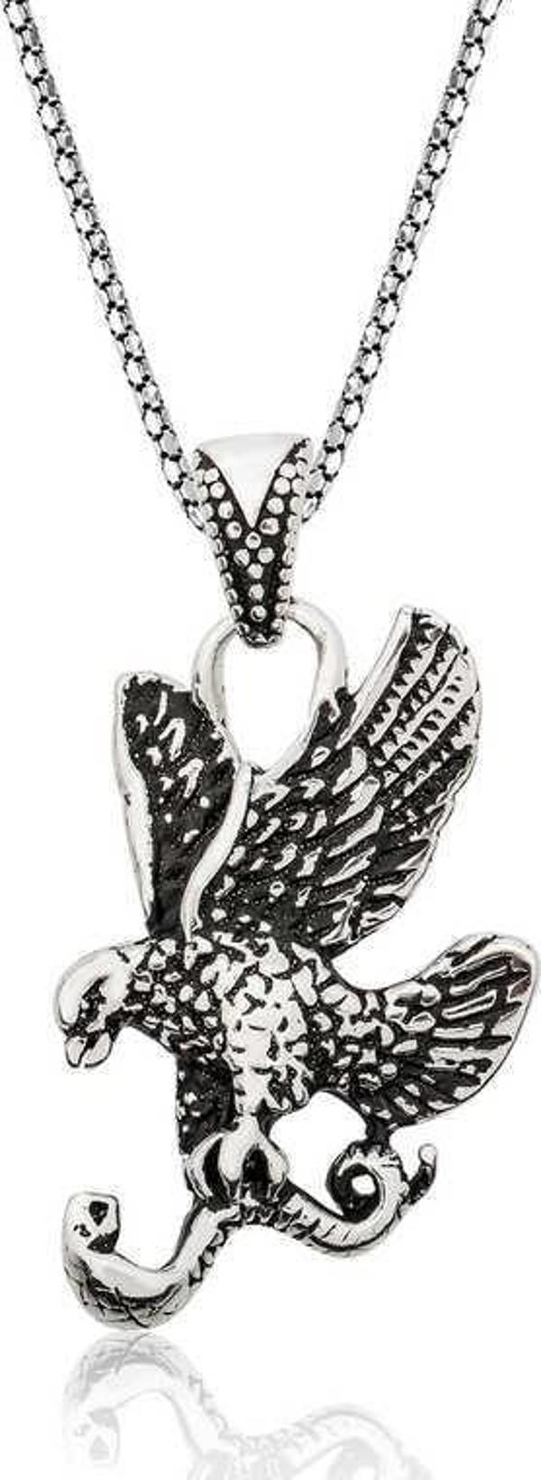 925 Ayar Gümüş Kartal Erkek Gümüş Kolye - Image 1