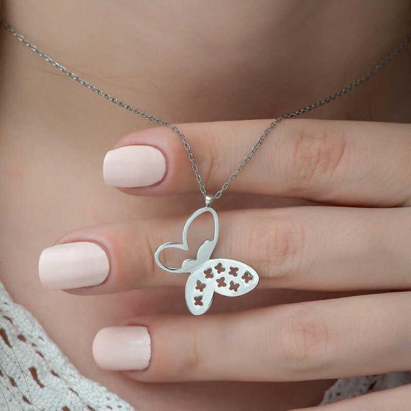 925 Ayar Gümüş Kelebek Kadın Gümüş Kolye - Image 1